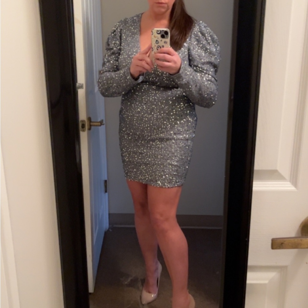 Elegant Silver Sequin Dress